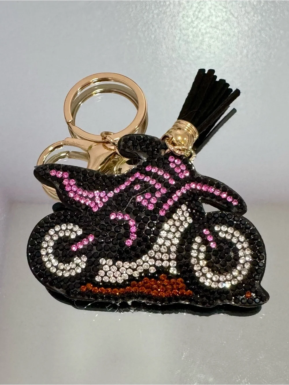 New Sparkle Motorcycle- Black with Pink & White Rhinestones